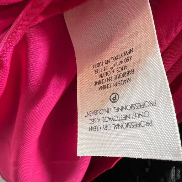 Alice + Olivia Pink Black Lace Bustier Corset Ruffle Belted Mini Dress Sz 6 NWT - Picture 15 of 16